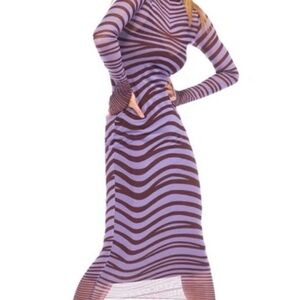 AFRM Shailene Mesh Dress size medium in pattern Violet Wave